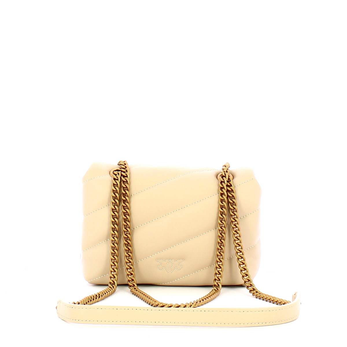 Pinko Mini Borsa a tracolla Love Puff Beige Grigio Fumo Antique Gold - 3 Pinko Mini Borsa a tracolla Love Puff Beige Grigio Fumo Antique Gold - 3