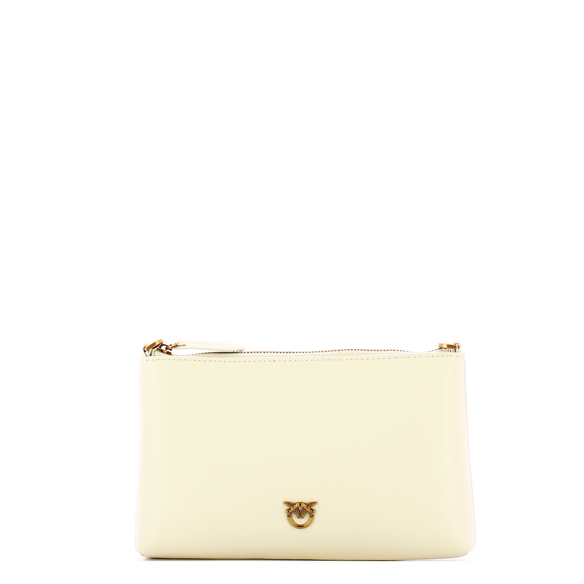 Pinko Pochette Mini Flat Horizontal Bianco Seta Antique Gold - 1