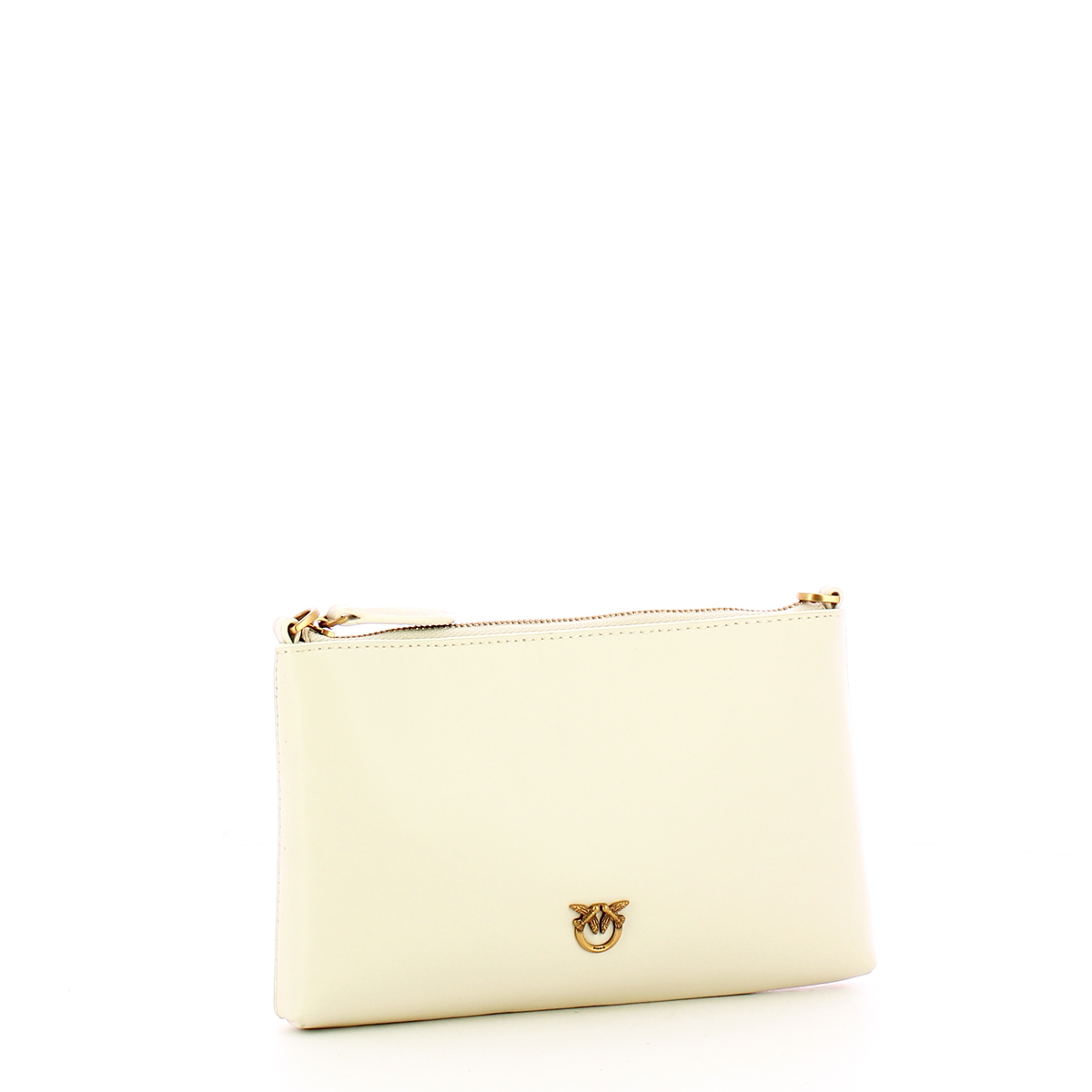 Pinko Pochette Mini Flat Horizontal Bianco Seta Antique Gold - 2