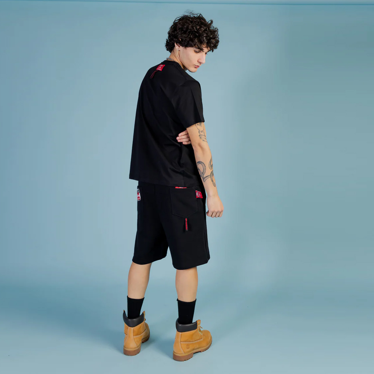 Sprayground Pantaloncini Label Shark Black - 5 Sprayground Pantaloncini Label Shark Black - 5