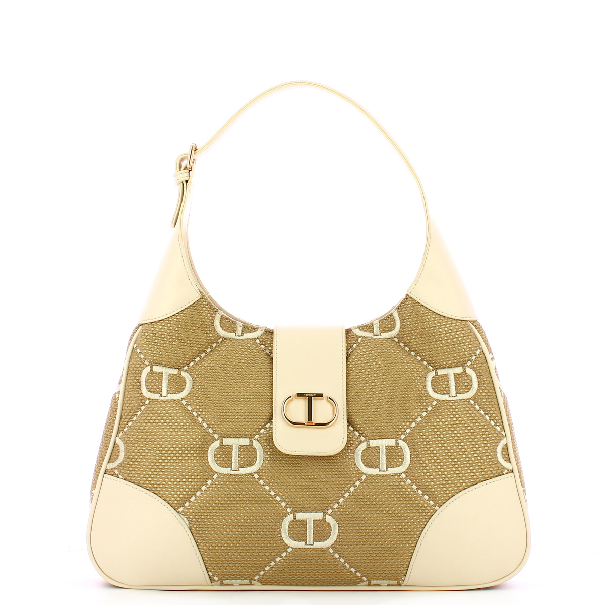Twin Set Hobo Bag Palermo con ricamo Oval T Neve - 1 Twin Set Hobo Bag Palermo con ricamo Oval T Neve - 1