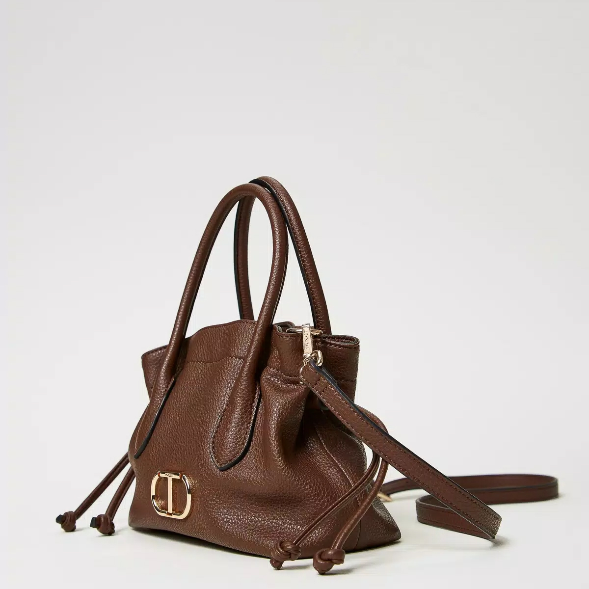 Twinset Oval T Coffee Chocolate Small Tote Bag - 3