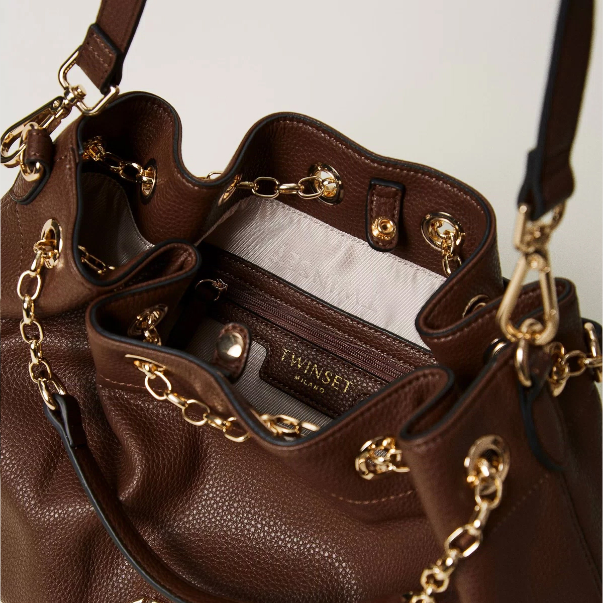 Twinset Oval T Coffee Chocolate Shopper - 5 Twinset Oval T Coffee Chocolate Shopper - 5