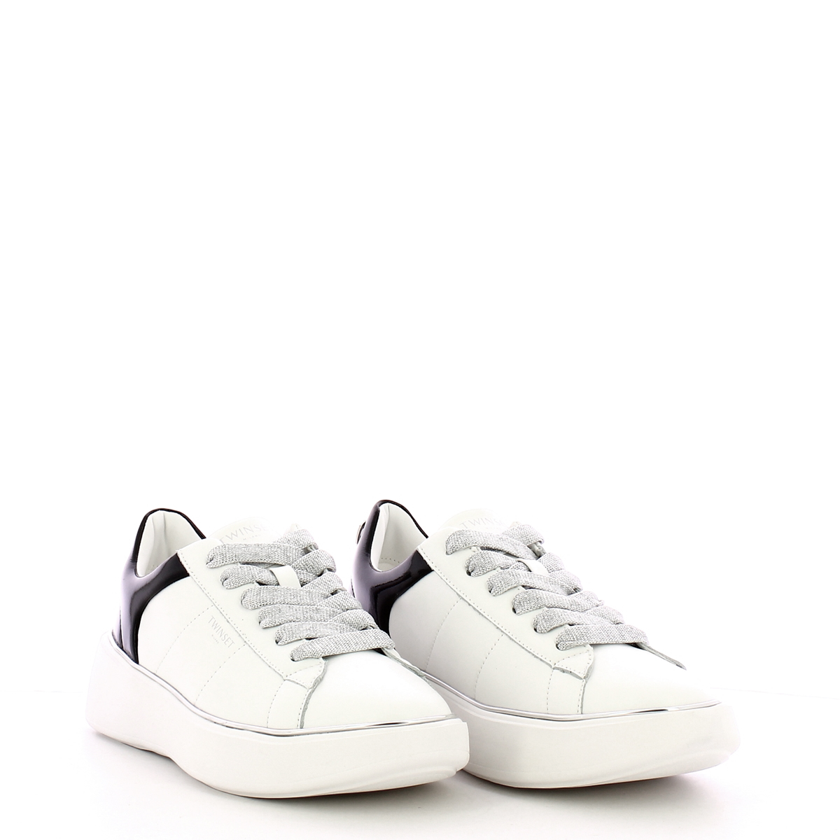 Twinset Sneakers in pelle Oval T Bic. Ottico Nero - 2