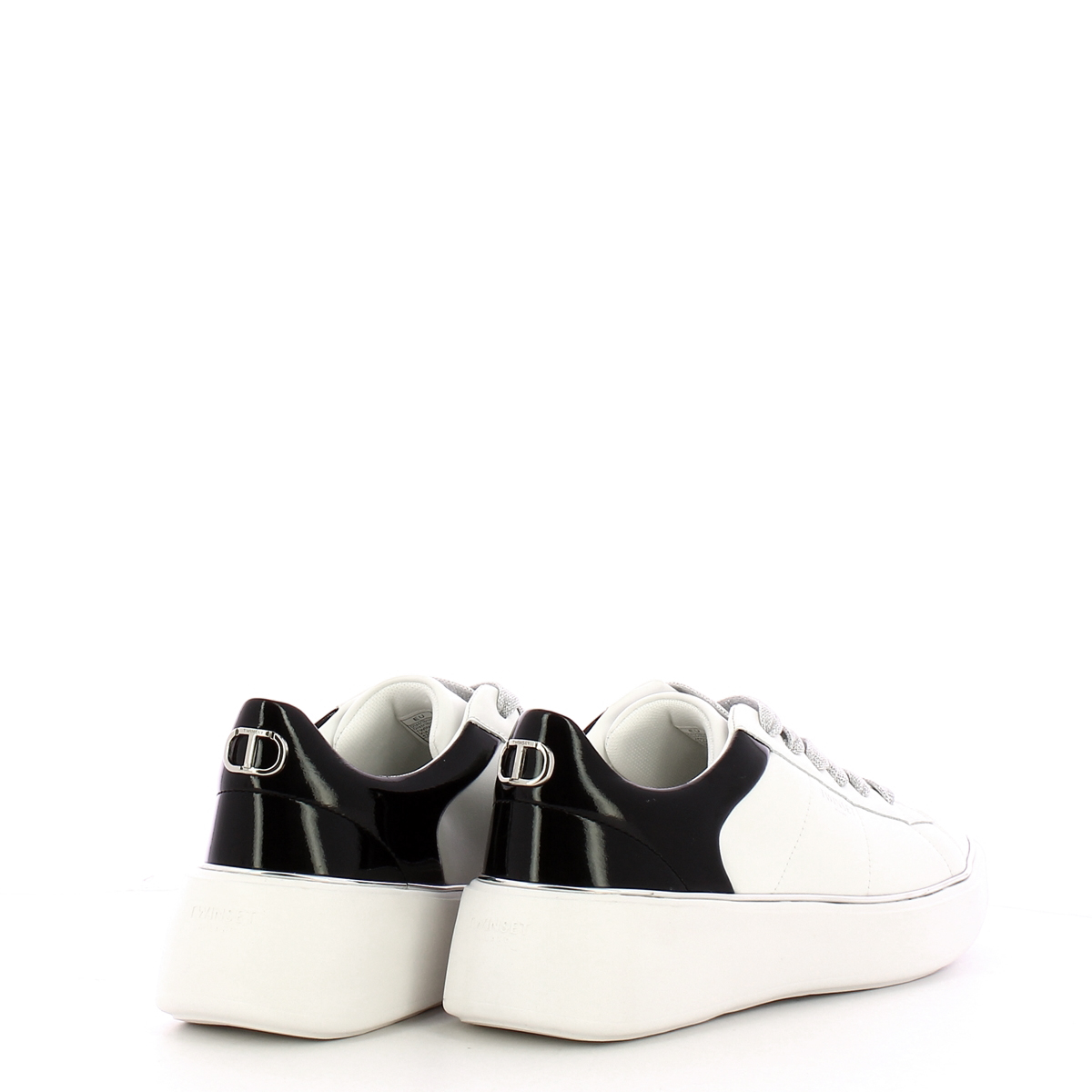 Twinset Sneakers in pelle Oval T Bic. Ottico Nero - 3