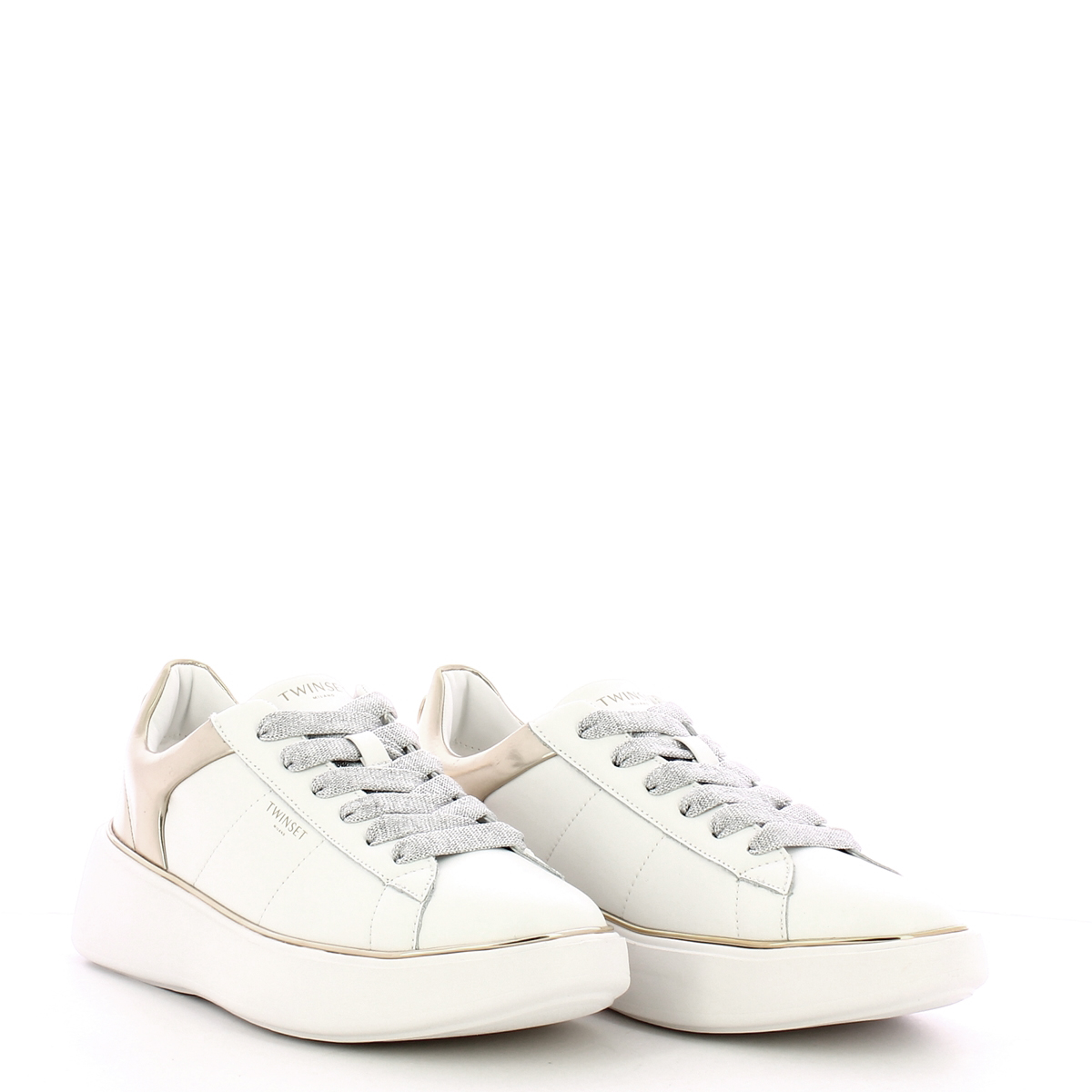 Twinset Sneakers in pelle Oval T Bic. Ottico Oro - 3