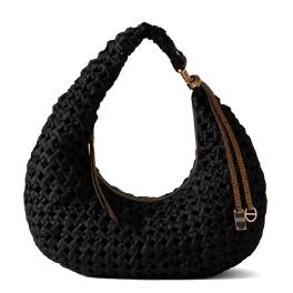 Borbonese Hobo Bag La Nido Medium Nero OP Naturale - 1