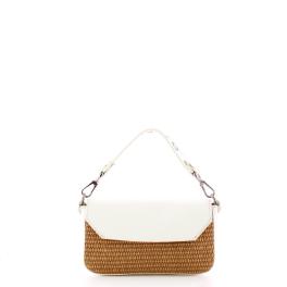 Iuntoo Mini Borsa a mano Graziosa in raffia Camel Bianco - 1