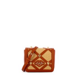 Love Moschino Mini borsa a tracolla in raffia Naturale Cuoio Oro - 1