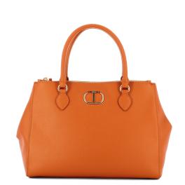 Twin Set Borsa a mano con Oval T Leather Brown - 1